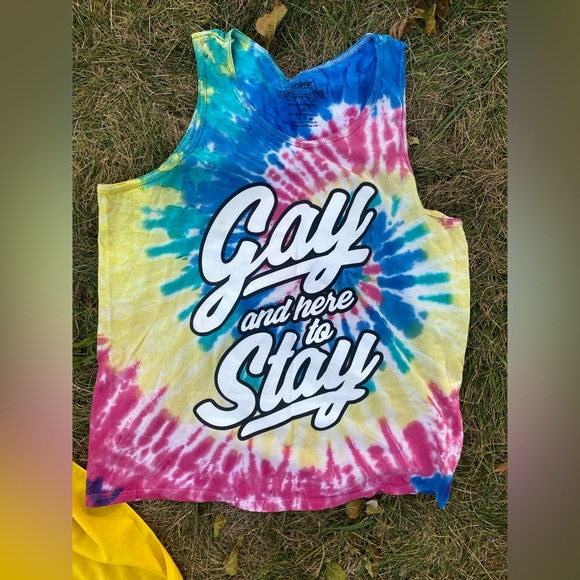 lgbtq Other - GAY IS HERE TO SLAY TANK TOP TIE DYE L